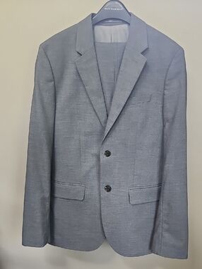 H&M SKINNY Light Gray Men's Suit, Two-Button Blazer and Pants
